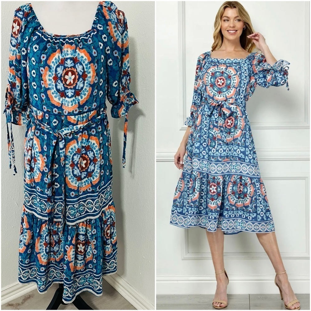 Anthropologie Fig and Flower Women’s Cottagecore Small Bohemian Dress Colorful